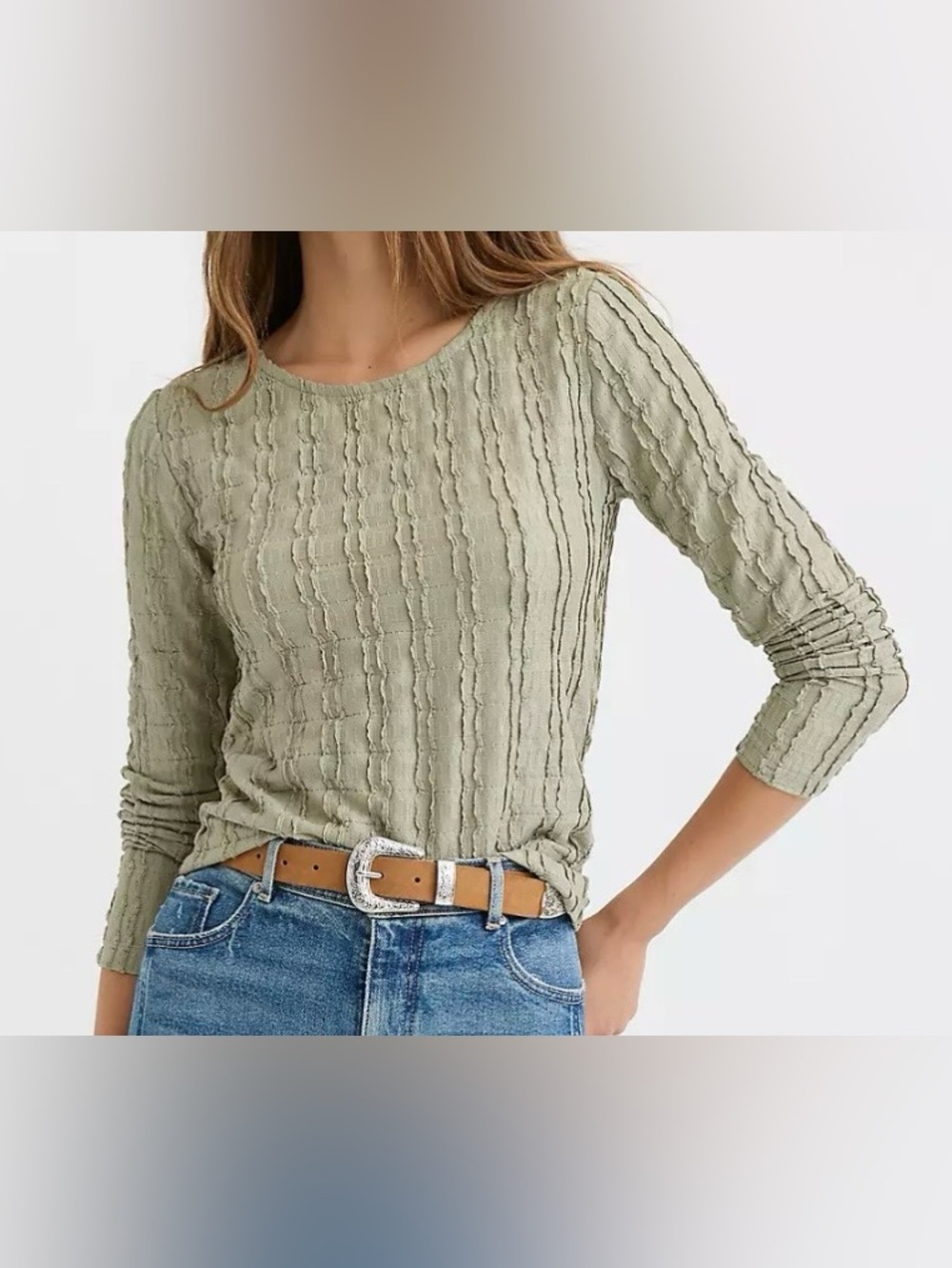 Textured Long Sleeve Tee Seagrass M